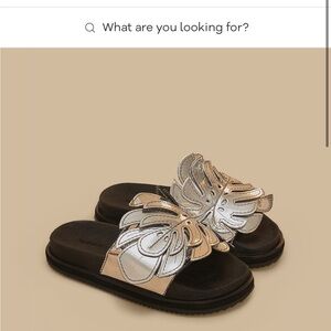 FARM RIO NWT Silver and Black Slide Sandals